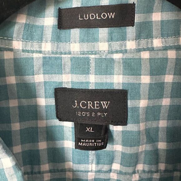 J. Crew Ludlow LS Button Up Shirt Mens XL Green Plaid 120's 2 Ply Preppy - Picture 3 of 9